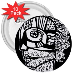 Cyber Punk Portrait Poster Illustration 3  Buttons (10 Pack) 