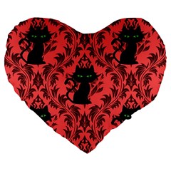 Cat Pattern Large 19  Premium Heart Shape Cushions by InPlainSightStyle