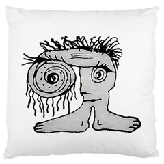 Weird Fantasy Creature Drawing Large Flano Cushion Case (two Sides) by dflcprintsclothing