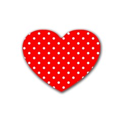 1950 Red White Dots Heart Coaster (4 Pack)  by SomethingForEveryone