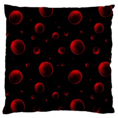 Red Drops On Black Large Cushion Case (one Side) by SychEva