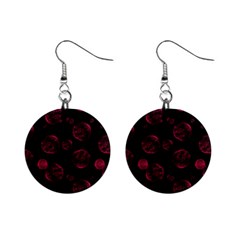 Red Sponge Prints On Black Background Mini Button Earrings by SychEva
