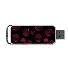 Red Sponge Prints On Black Background Portable Usb Flash (two Sides) by SychEva