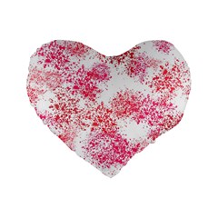 Red Splashes On A White Background Standard 16  Premium Flano Heart Shape Cushions by SychEva