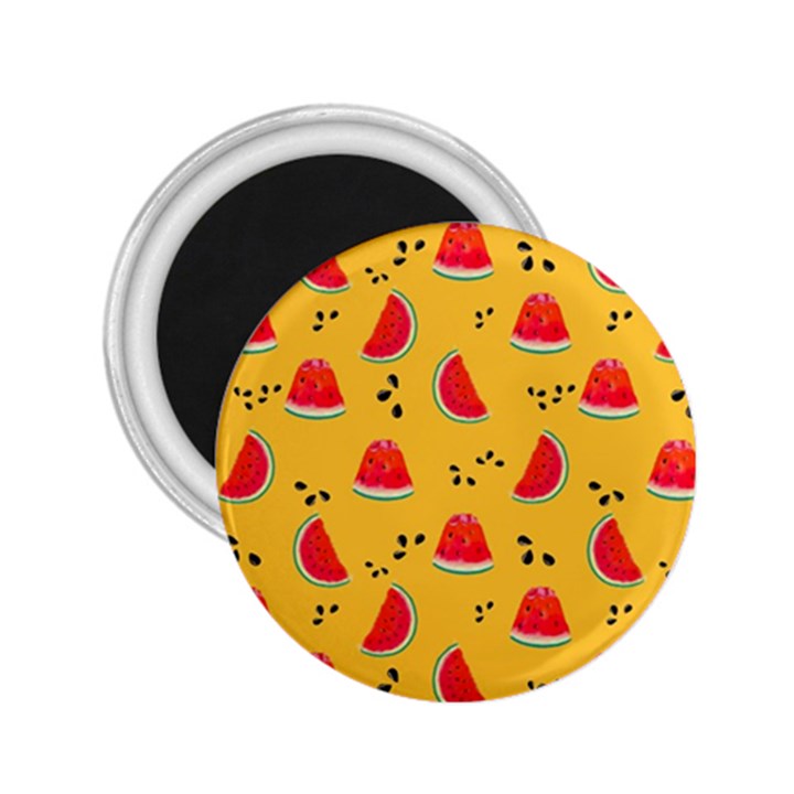 Slices Of Juicy Red Watermelon On A Yellow Background 2.25  Magnets