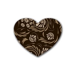 Folk Flowers Pattern  Heart Coaster (4 Pack)  by Eskimos