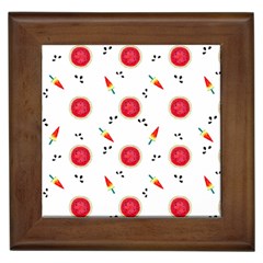 Slices Of Red And Juicy Watermelon Framed Tile by SychEva