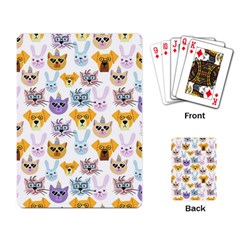 Funny Animal Faces With Glasses On A White Background Playing Cards Single Design (rectangle) by SychEva