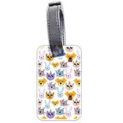 Funny Animal Faces With Glasses On A White Background Luggage Tag (two Sides) by SychEva