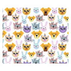 Funny Animal Faces With Glasses On A White Background Double Sided Flano Blanket (small)  by SychEva