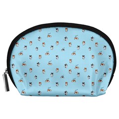 Cute Kawaii Dogs Pattern At Sky Blue Accessory Pouch (large)