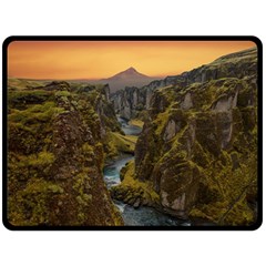 Landscape-cannon-river-mountain Double Sided Fleece Blanket (large)  by Sudhe