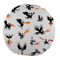 Dragon-phoenix-fire-bird-ancient Large 18  Premium Round Cushions by Sudhe
