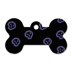 Purple Skulls On Dark Background Dog Tag Bone (one Side) by SychEva