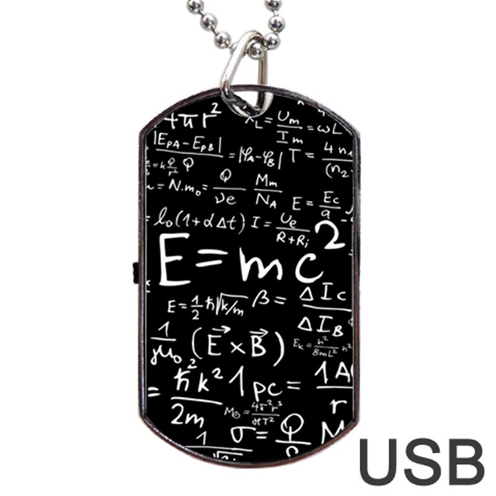 Science-albert-einstein-formula-mathematics-physics-special-relativity Dog Tag USB Flash (Two Sides)