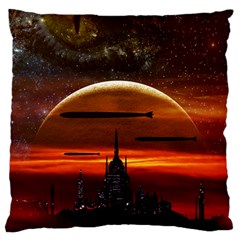 Science-fiction-digital-illustration Large Flano Cushion Case (one Side) by Sudhe