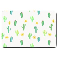 Green Cacti With Sun Large Doormat  by SychEva
