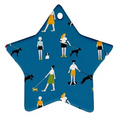 Girls Walk With Their Dogs Star Ornament (two Sides) by SychEva