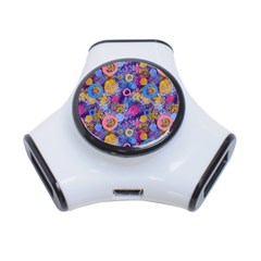 Multicolored Splashes And Watercolor Circles On A Dark Background 3-port Usb Hub by SychEva