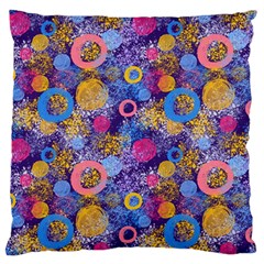 Multicolored Splashes And Watercolor Circles On A Dark Background Large Flano Cushion Case (two Sides) by SychEva