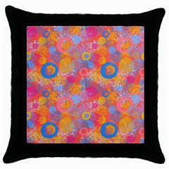 Multicolored Splashes And Watercolor Circles On A Dark Background Throw Pillow Case (black) by SychEva