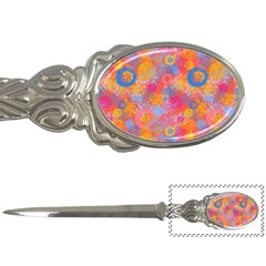 Multicolored Splashes And Watercolor Circles On A Dark Background Letter Opener by SychEva