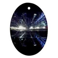 Cityscape-light-zoom-city-urban Oval Ornament (two Sides) by Sudhe