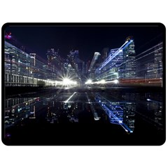 Cityscape-light-zoom-city-urban Fleece Blanket (large)  by Sudhe