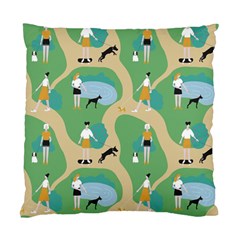 Girls With Dogs For A Walk In The Park Standard Cushion Case (one Side) by SychEva