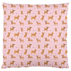 Cute Chihuahua With Sparkles On A Pink Background Large Flano Cushion Case (two Sides) by SychEva