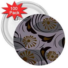 Folk Flowers Pattern Floral Surface Design Seamless Pattern 3  Buttons (100 Pack)  by Eskimos