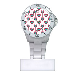 Red Hearts On A White Background Plastic Nurses Watch by SychEva