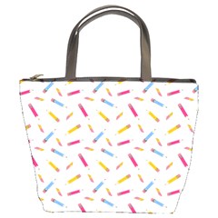 Multicolored Pencils And Erasers Bucket Bag by SychEva