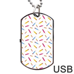 Multicolored Pencils And Erasers Dog Tag Usb Flash (two Sides) by SychEva