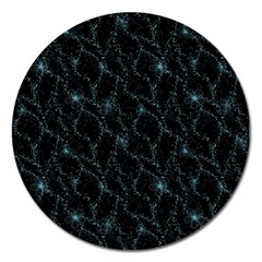 Turquoise Abstract Flowers With Splashes On A Dark Background  Abstract Print Magnet 5  (round) by SychEva