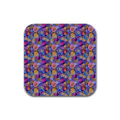 Multicolored Circles And Spots Rubber Square Coaster (4 Pack)  by SychEva