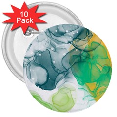 Orange And Green Alcohol Ink  3  Buttons (10 Pack)  by Dazzleway