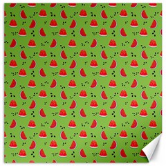 Juicy Slices Of Watermelon On A Green Background Canvas 12  X 12  by SychEva