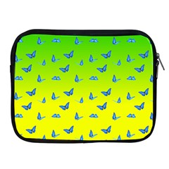 Blue Butterflies At Yellow And Green, Two Color Tone Gradient Apple Ipad 2/3/4 Zipper Cases by Casemiro