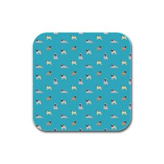 Funny Pugs Rubber Square Coaster (4 Pack) 