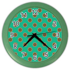 Ethnic Circular Print Color Wall Clock by designsbymallika