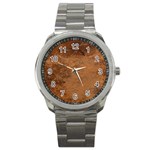 Aged Leather Sport Metal Watch