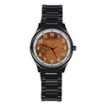 Aged Leather Stainless Steel Round Watch