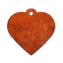 Faux Leather Brown 2 Dog Tag Heart (two Sides)