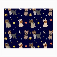 Terrier Cute Dog With Stars Sun And Moon Small Glasses Cloth (2 Sides) by SychEva