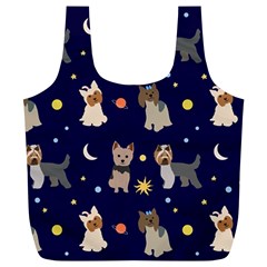 Terrier Cute Dog With Stars Sun And Moon Full Print Recycle Bag (xl) by SychEva