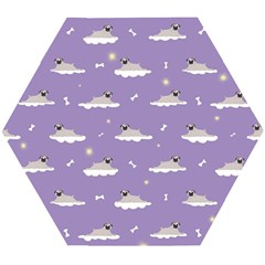 Pug Dog On A Cloud Wooden Puzzle Hexagon by SychEva