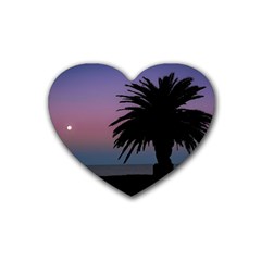 Sunset Coastal Scene, Montevideo Uruguay Heart Coaster (4 Pack)  by dflcprintsclothing