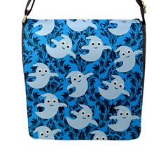 Halloween Ghosts Flap Closure Messenger Bag (l) by InPlainSightStyle