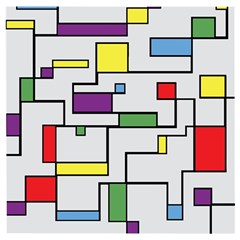 Colorful Rectangles Wooden Puzzle Square by LalyLauraFLM
